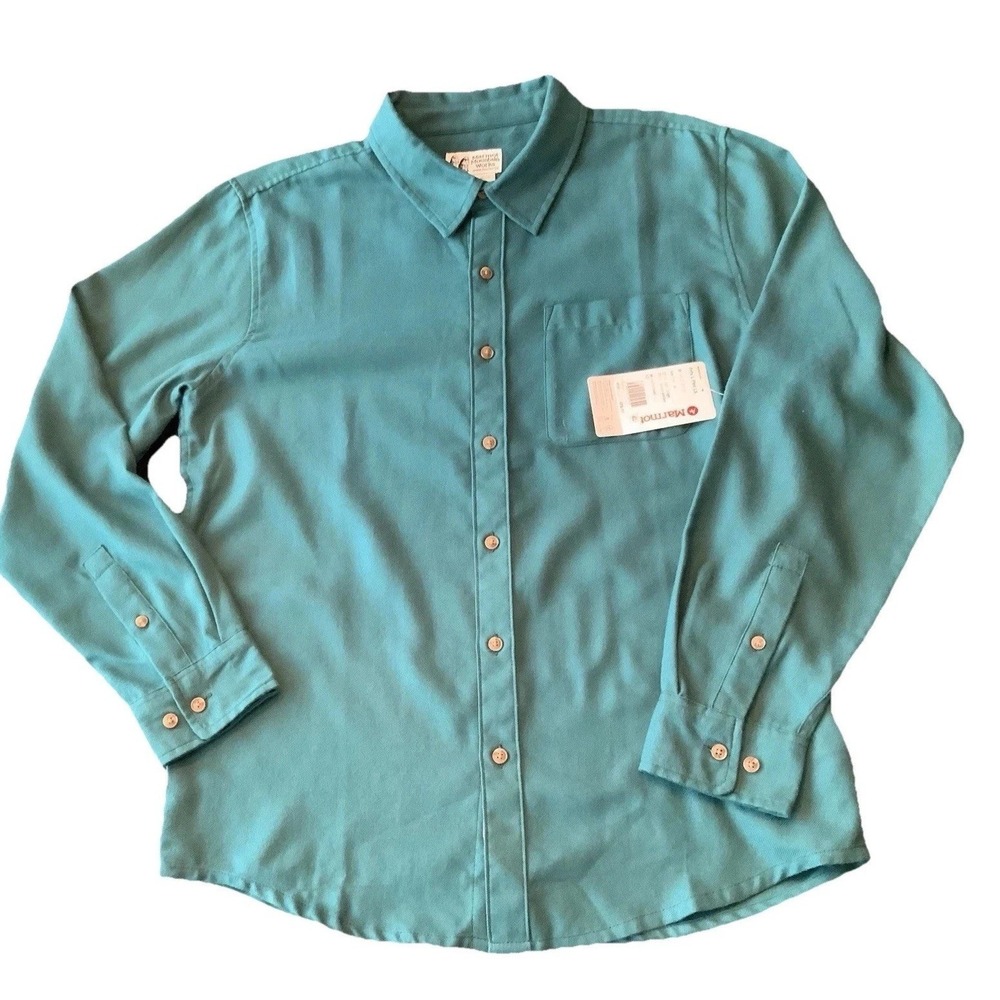 New Marmot Mountain Works‎ Lightweight Brushed Flannel Shirt XL Teal Green